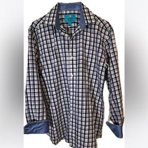 Christian Aujard Long Sleeve Button Down Plaid Dress Shirt size small